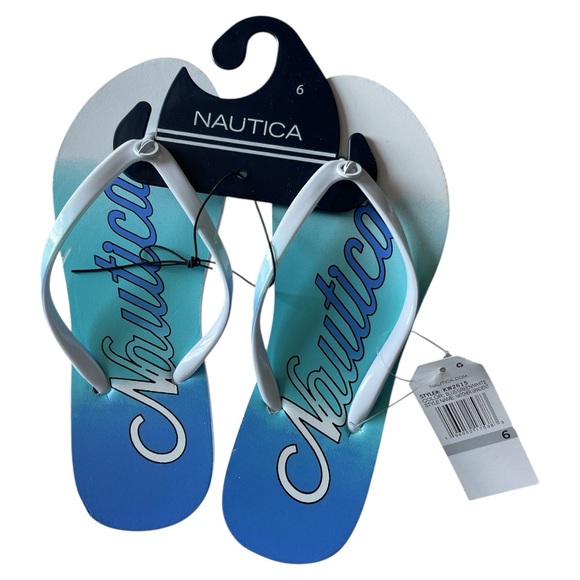 🌹Women Sandals Size 6  NAUTICA Sanford Style KW2615 White hatcher gradient - Picture 1 of 7